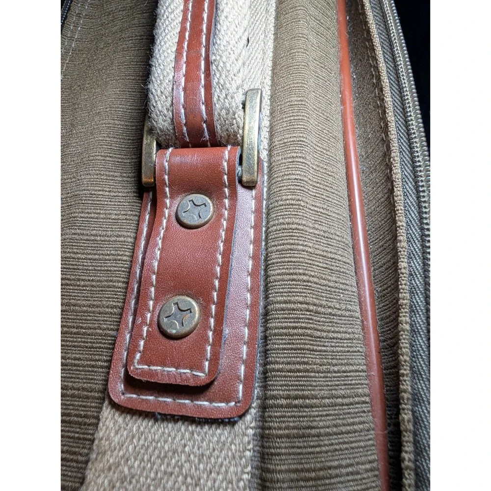 Vintage Atlantic USA Suitcase Brown Olive Corduroy Softshell Luggage with Keys